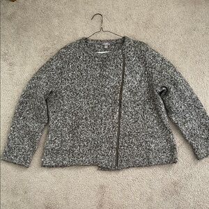 J. Jill Brown and Cream Tweed Crew Neck Sweater